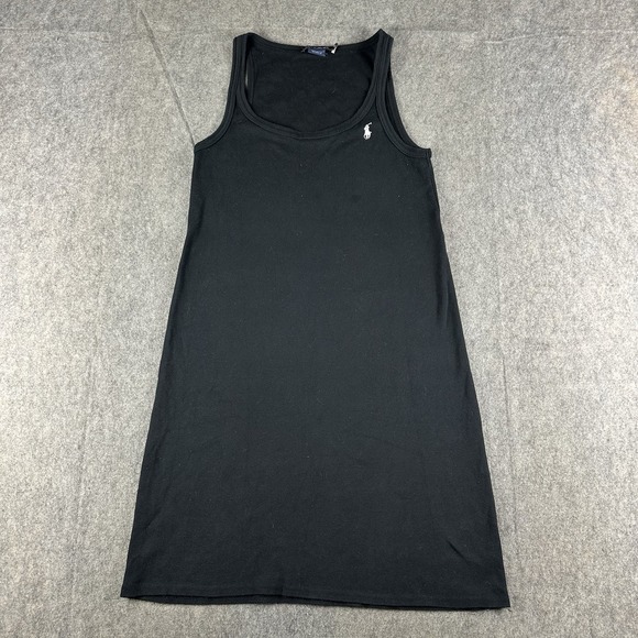 Y2K Vintage Ralph Lauren Sport Midi T-Shirt Dress XL Black Tennis Preppy Pony - Picture 1 of 7